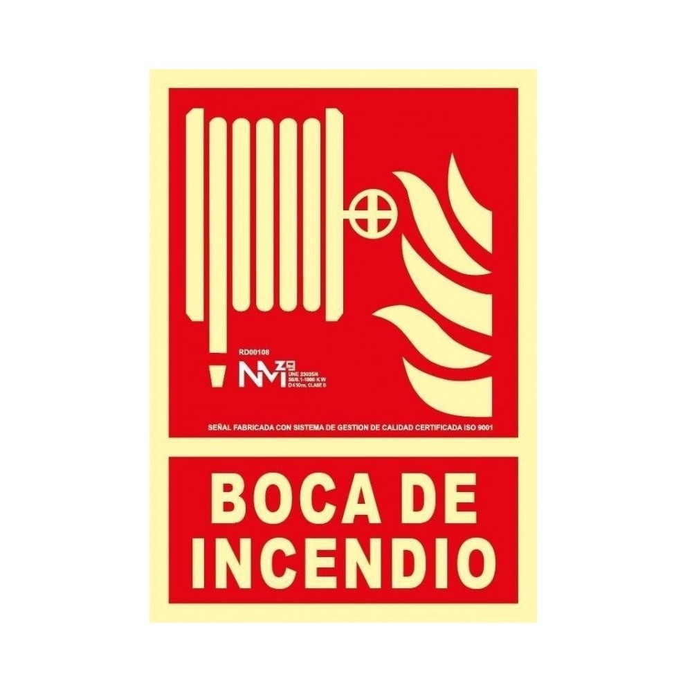 SEÑAL "BOCA DE INCENDIO" CLASE A PVC 1MM 210x300MM