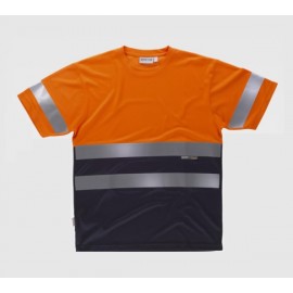CAMISETA AV M/C COMBINADA NARANJA/MARINO