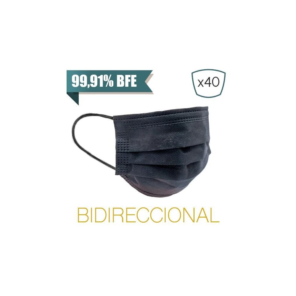 DISPOSABLE SURGICAL MASK OF THE GAMMA BLACK TYPE PROSAFE+ (PACK OF 40 PIECES)
