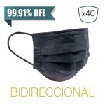 MASCARILLA QUIRURGICA DESECHABLE TIPO IIR GAMMA NEGRA PROSAFE+ (PACK 40 UDS)