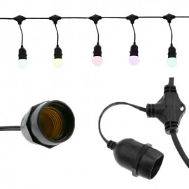 GARLAND WITH 10 E27 OUTDOOR CAPS IP65 ELECTRICAL CABLE