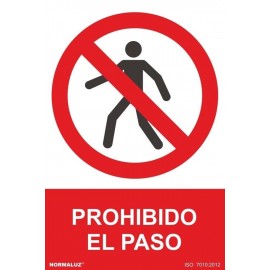 SEÑAL PROHIBIDO EL PASO PVC 0,7MM 210X300MM