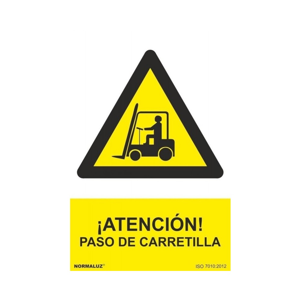 SEÑAL PELIGRO ATENCION PASO DE CARRETILLA PVC 0.7MM 210X300MM