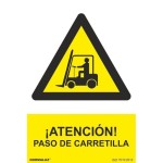 SEÑAL PELIGRO ATENCION PASO DE CARRETILLA PVC 0.7MM 210X300MM