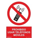 SEÑAL PROHIBIDO USAR TELEFONOS MOVILES PVC 0,7MM 210X300MM