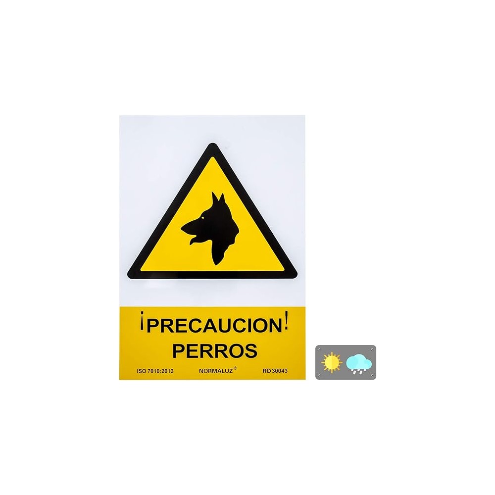 SEÑAL PELIGRO "CUIDADO CON EL PERRO" PVC 0,7MM 210X300MM