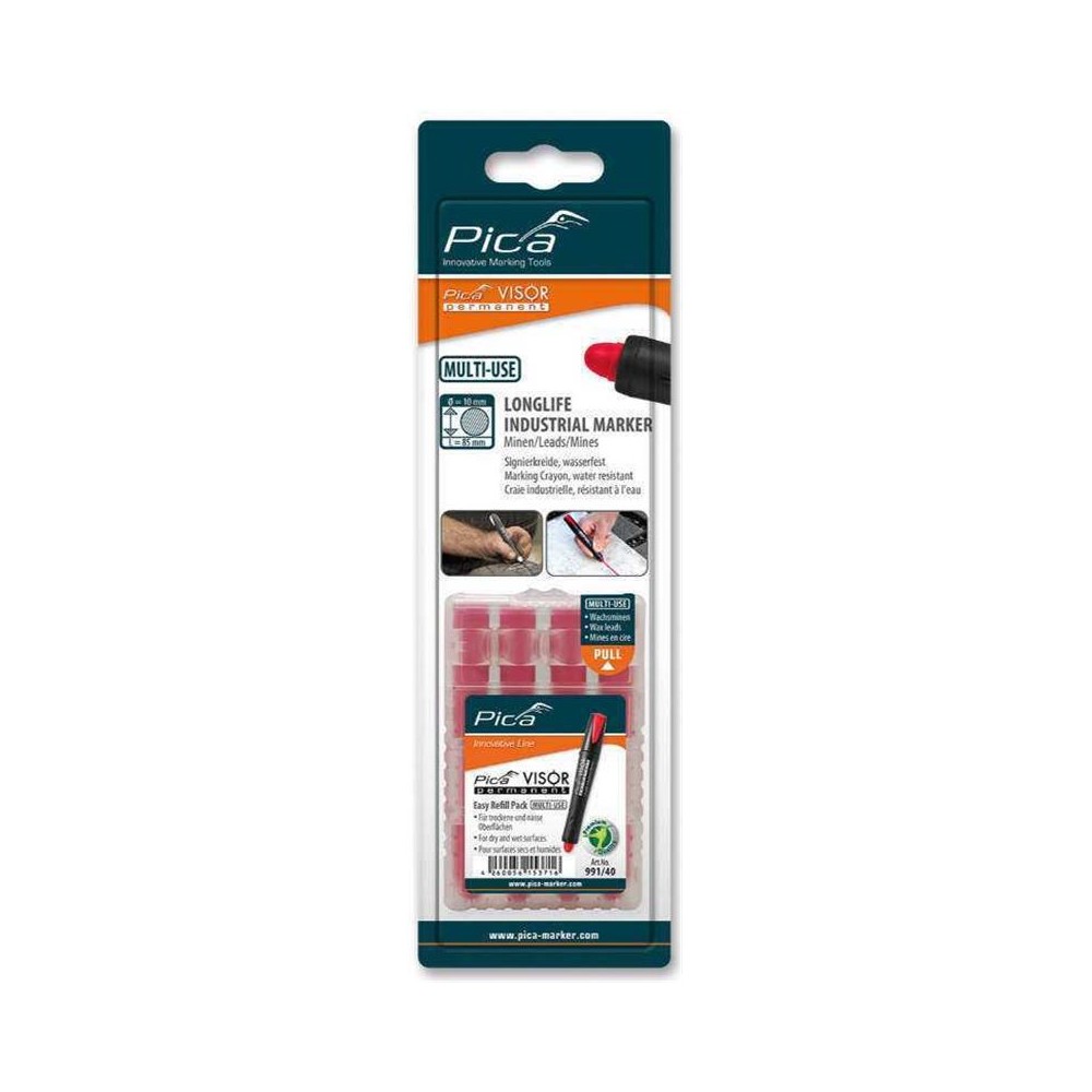 PICA-991/40-ESTUCHE 4 MINAS VISOR PERMAN ROJO