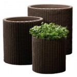 MACETA PEQUEÑA RATAN BASE REDONDA MARRON