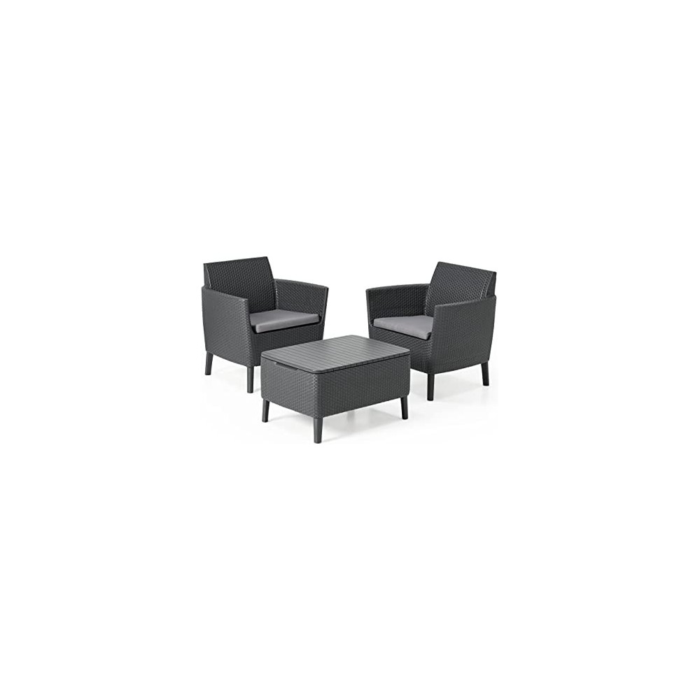 SET SALEMO BALCONY CON MESA ALMACENAJE COLOR GRAFITO