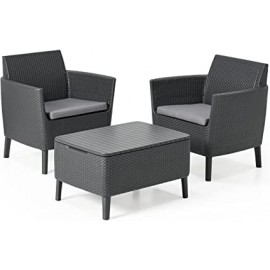 SET SALEMO BALCONY CON MESA ALMACENAJE COLOR GRAFITO