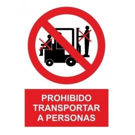 SEÑAL PROHIBIDO TRANSPORTAR PERSONAS PVC 0,7MM 210X300MM